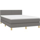  Box spring postelja z vzmetnico temno siva 140x200 cm blago, (20898589) | Shoptok.si
