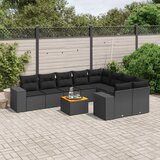 vidaXL 10-dijelni set vrtnih sofa s jastucima crni od poliratana | shoptok.hr