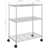  3-nadstropni regal s kolesi 60x35x81 cm krom 150 kg | Shoptok.si