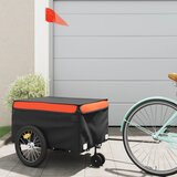 vidaXL Kolesarska prikolica črna in oranžna 45 kg železo | Shoptok.si