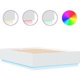 Maison Chic Posteljni okvir - Dvoposteljna postelja - Zakonska postelja z LED lučkami bel 150x200 cm inženirski les, (21695587) Cene