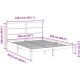  Dugi okvir kreveta bez madraca 160 x 220 cm masivno drvo | shoptok.hr