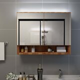 vidaXL LED kopalniška omarica z ogledalom hrast 80x15x60 cm MDF Cene
