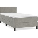 The Living Store Box spring postelja z vzmetnico svetlo siva 100x200 cm žamet - Box Spring Postelja, (21490101) | Shoptok.si