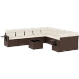 vidaXL 11-dijelni set vrtnih sofa od poliratana s jastucima smeđi | shoptok.hr