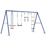  Set vanjskih ljuljački Šareni Čelik i PE - Plava Hanging sjedište + trapez + ljestve + ljuljačka | shoptok.hr