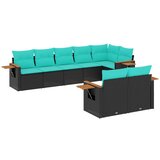 vidaXL Vrtna sedežna garnitura 8-delna z blazinami črn poli ratan, (21093968) | Shoptok.si