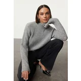 Trendyol Gray Wool High Collar Knitwear Sweater