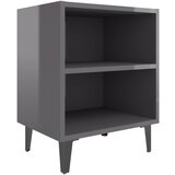 Furnova Nočna omarica s kovinskimi nogami visok sijaj siva 40x30x50 cm, (21925762) | Shoptok.si