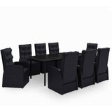  9-dijelni vrtni blagovaonski set s jastucima crni | shoptok.hr