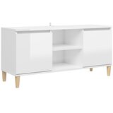 TV ormarić s drvenim nogama sjajni bijeli 103,5x35x50 cm | shoptok.hr
