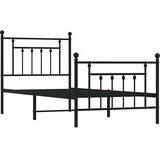  Metalni okvir kreveta uzglavlje i podnožje crni 90 x 200 cm | shoptok.hr