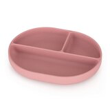 Petite & Mars silikonski ovalni tanjur s odjeljcima i vakuumom 6 m+ Take&Match, Dusty Rose | shoptok.hr