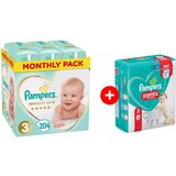 Pampers Premium Care pelene mesečno pakovanje S3 / 204 + Pam | ePonuda.com