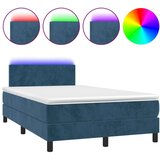  Box spring postelja z vzmetnico LED tem. modra 120x190 cm žamet | Shoptok.si