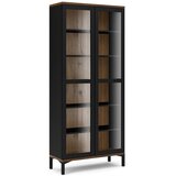 Tvilum Crna/u prirodnoj boji vitrina u dekoru oraha 89x203x36 cm Roomers – | shoptok.hr