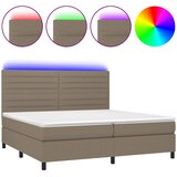  box spring s madracem LED smeđesivi 200x200 cm tkanina | shoptok.hr