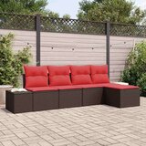  Vrtna sedežna garnitura z blazino 5 pcs Rjava poli ratan, (5000144452) | Shoptok.si
