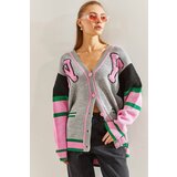 Bianco Lucci Women's NY Embroidered Patterned Knitwear Cardigan Cene