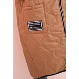 Kesi Włoski Women's quilted Plus Size vest with a hood, zippered camel | shoptok.hr