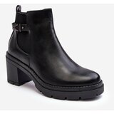 Kesi Women's leather ankle boots with massive high heels Black Belinda Cene