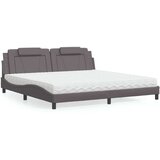 Postelja z vzmetnico siva 200x200 cm umetno usnje, (21143002) | Shoptok.si