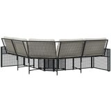 vidaXL Vrtna sofa L-oblika s jastucima i tabureom crna od poliratana | shoptok.hr
