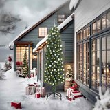 vidaXL Ožja jelka Zelena 61 x 61 x 240 cm Plastika in kovina Cene