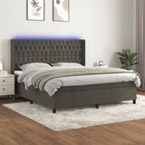  box spring s madracem LED tamnosivi 180x200 cm baršun | shoptok.hr