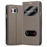 Cadorabo Samsung Galaxy ALPHA v kamnito rjava - Zaščitni ovitek z magnetnim zapiranjem, stoječo funkcijo in 2 okencema za gledanje, (20550804) | Shoptok.si