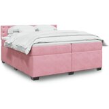 vidaXL Box spring postelja z vzmetnico roza 200x200 cm žamet Cene