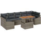 vidaXL 8-delni vrtni jedilni set z blazinami siva poli ratan akacija | Shoptok.si