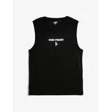 Koton Athletic Singlets with a Relaxed Cut Motto Printed Sleeveless Crew Neck.