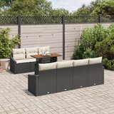  Set od 8 komada vrtnog namještaja s jastučićima Crni Poly Rattan | shoptok.hr