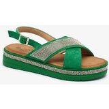 Resti Green women's eco-suede sandals with zircons Trikys | shoptok.hr