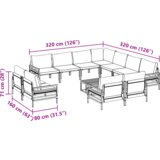  Sjedeća garnitura za vrt 12 pcs Antracit Čelik | shoptok.hr