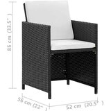Poli 13-dijelni vrtni blagovaonski set od poliratana s jastucima crni | shoptok.hr