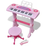  otroški sintisajzer s stolčkom in mikrofonom roza barvi