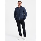 Ombre Men's quilted bomber jacket with metal zippers - navy blue | Eponuda.ba