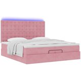  Otomanski posteljni okvir z vzmetnicami roza 200x200cm žamet, (22053609) | Shoptok.si