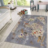  dečiji tepih 180x120cm TG-230 - karta sveta siva | Eponuda.com