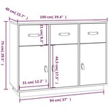  Komoda siva 100 x 40 x 75 cm od masivne borovine | shoptok.hr