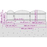  Vrata za vrtnu ogradu s lučnim vrhom čelična 2 x 5 m crna | shoptok.hr