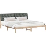 vidaXL Posteljni okvir z oblazinjenim vzglavjem Rjava 200 x 200 cm | Shoptok.si