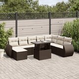  9-dijelni set vrtnih sofa s jastucima poliratan smeđi | shoptok.hr