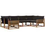 vidaXL Zunanja garnitura za sedenje z blazino 6 pcs Naravna in črna, (5000273534) | Shoptok.si