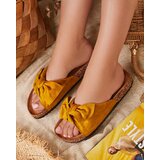 Resti Royalfashion Mustard women's eco-suede flip-flops with bow Maqelia | Shoptok.si