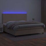  Box spring postelja vzmetnico LED kapučino 200x200 cm um. usnje | Shoptok.si
