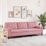 vidaXL Trosjed s ukrasnim jastucima ružičasti 210 cm baršunasti | shoptok.hr