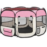  Sklopiva ogradica za pse s torbom za nošenje roza 110x110x58 cm | shoptok.hr